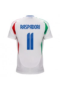 Italia Giacomo Raspadori #11 Jalkapallovaatteet Vieraspaita EM-Kisat 2024 Lyhythihainen